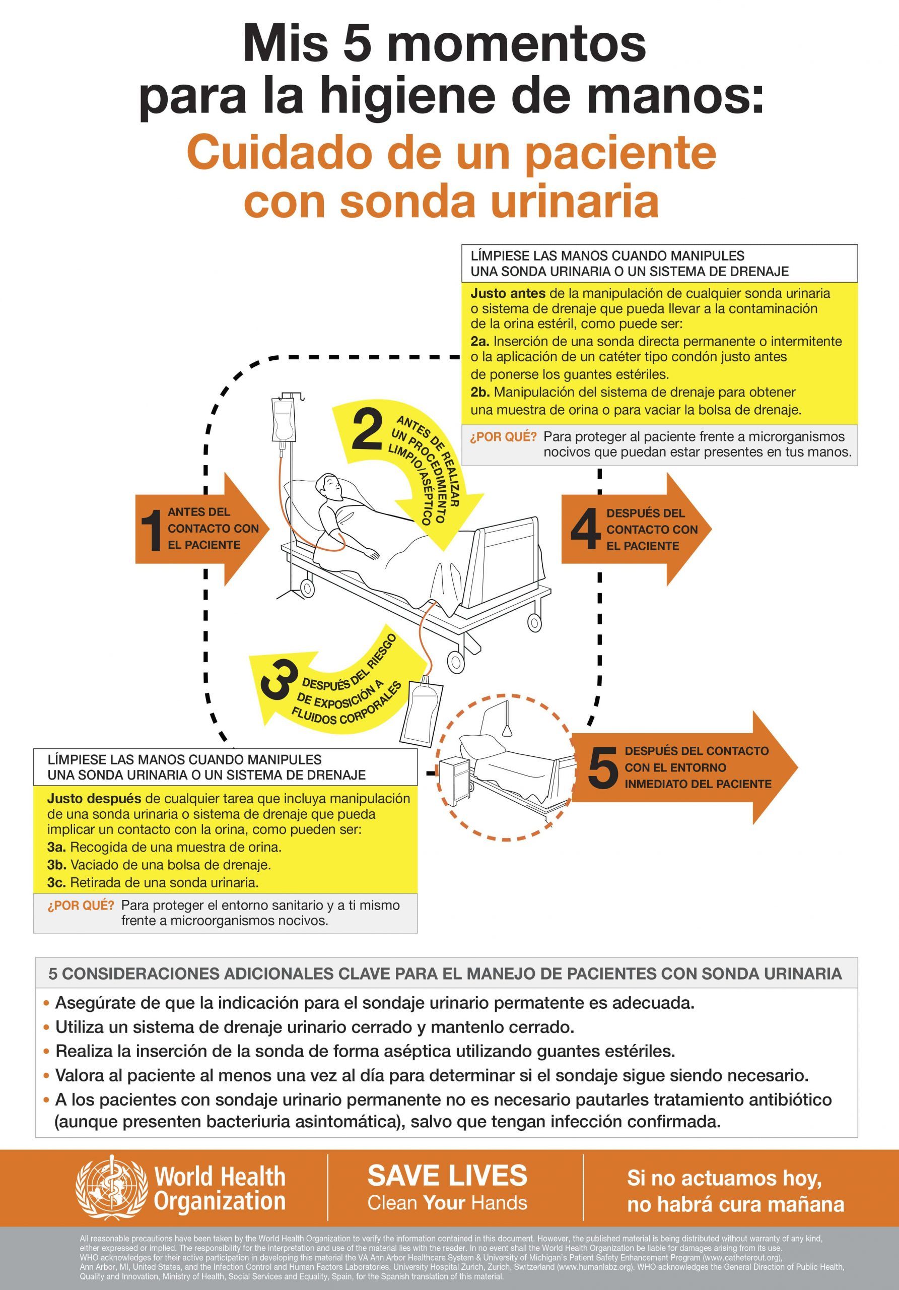 Posters adhesivos lavables OMS - 5 momentos para la higiene de las manos