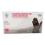 Guantes de examen de látex sin polvo negros Alba