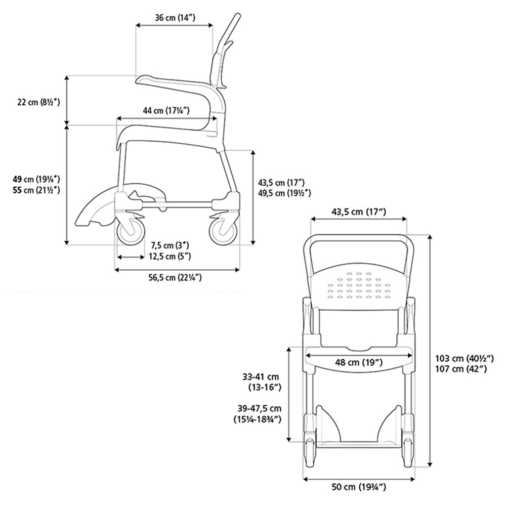 Silla de baño con ruedas Etac Clean - RH Medical Care