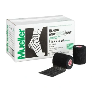 Venda adhesiva elástica Tear-Light Tape Mueller Negra 7,6 cm. x 6,8 m.