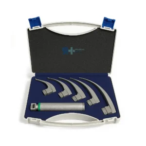 Kit de laringoscopio con palas curvas McIntosh y mango con luz fría en estuche médico