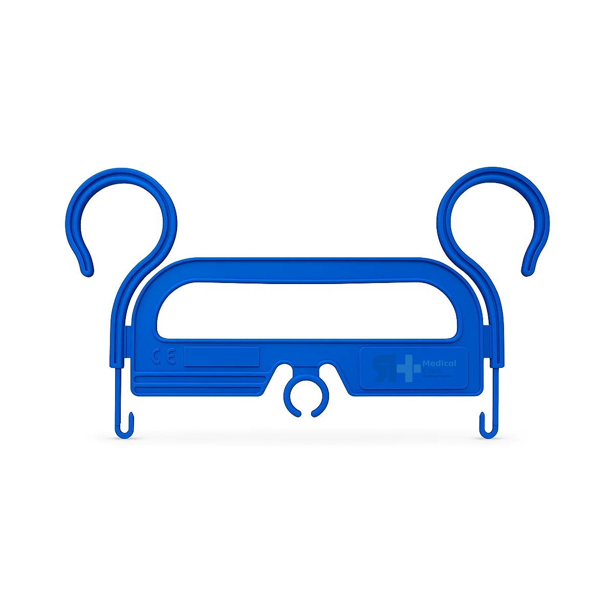 Colgador para bolsas de orina en plástico resistente y seguro.