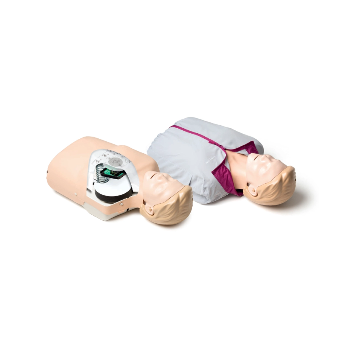 Detalle del maniquí de formación RCP Little Anne con tórax y mandíbula móvil