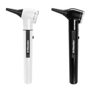 Otoscopio Riester E-Scope LED con fibra óptica de alto rendimiento en color blanco y negro