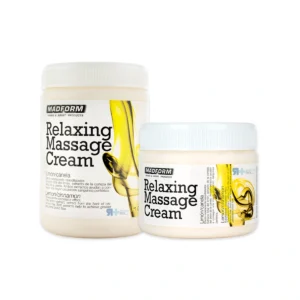 Crema de masaje limón canela Mad Form Relaxing Massage Cream en envase profesional.
