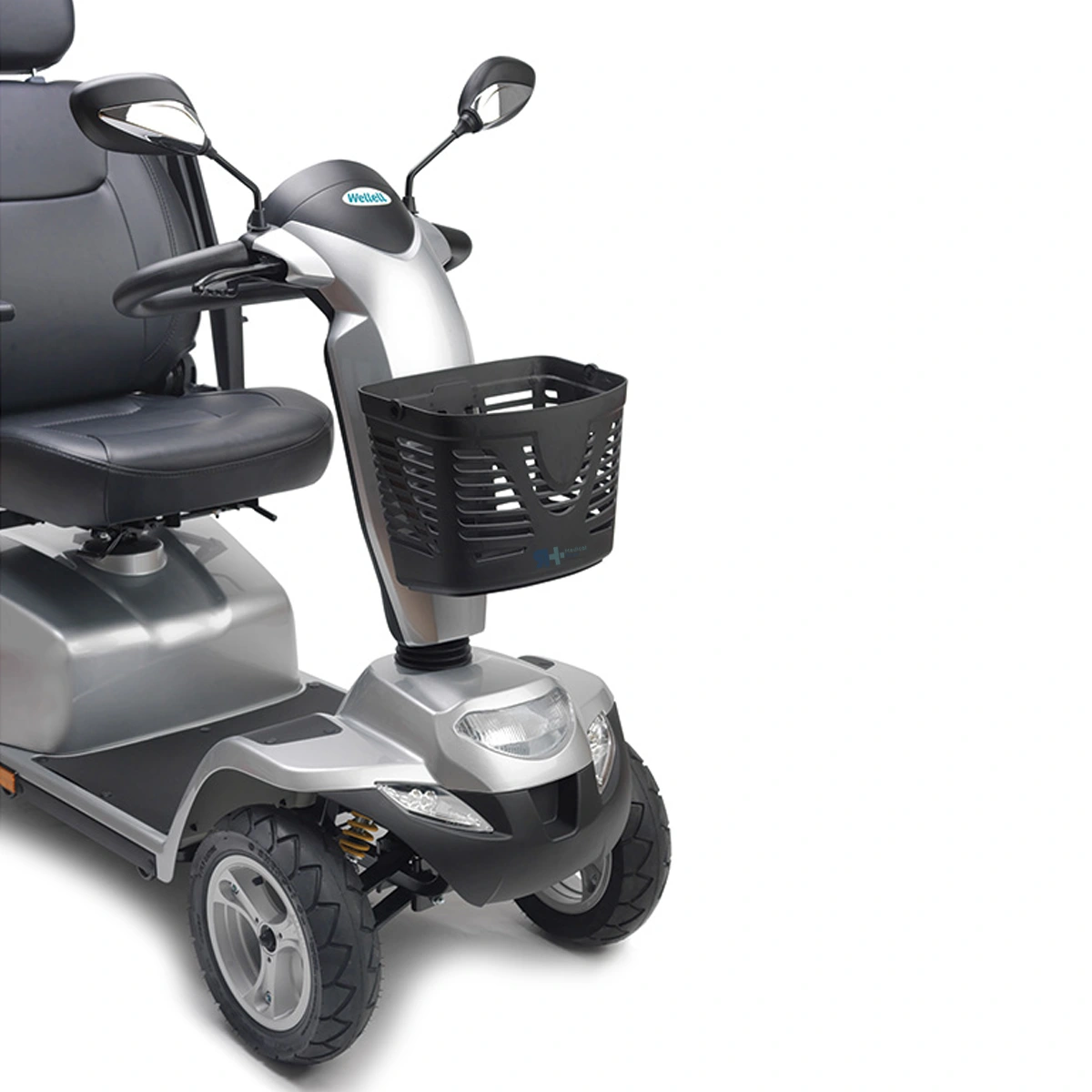 Vista frontal del scooter eléctrico Wellell I-Galaxy con luces LED