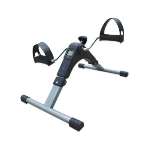 Pedalier plegable digital Moves con estructura metálica estable, pantalla LCD y pedales con correas ajustables para ejercicios de brazos y piernas.