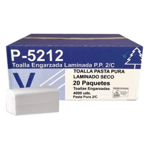 Toallas plegadas en V de pasta de 2 capas celulosa pura