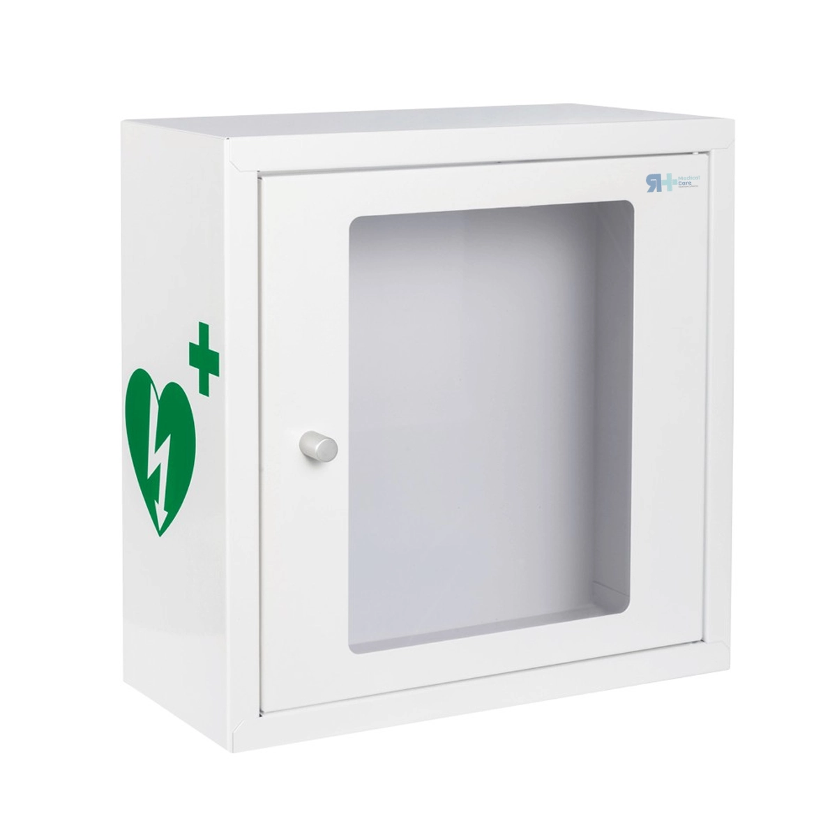 vitrina metalica con señalizacion para desfibrilador