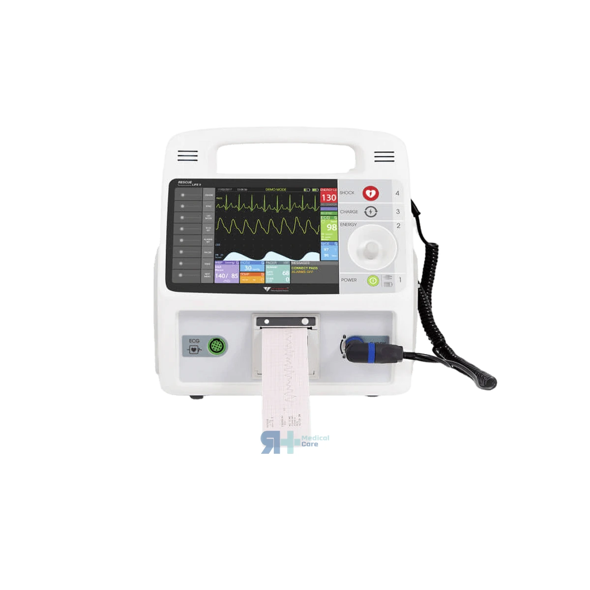 Monitor Desfibrilador Rescue Life 9 con Impresora, ECG 12 Canales y Temperatura, material sanitario