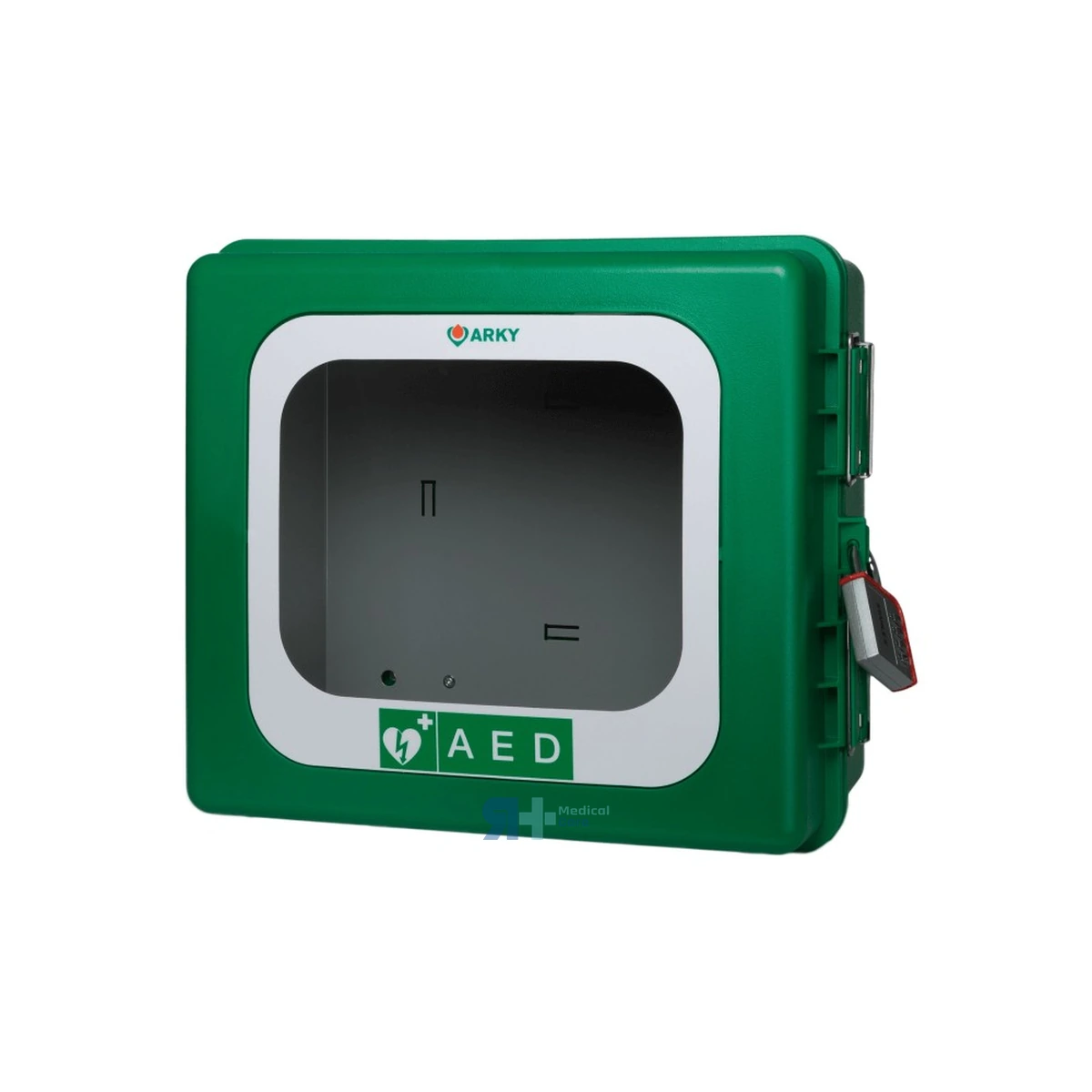 Vitrina Exterior Estanca ARKY Verde para Desfibrilador con Alarma - RH Medical Care