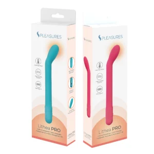Vibrador Lithea PRO en azul turquesa y rosa cereza para estimulación del punto G