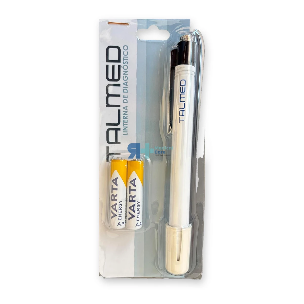 Detalle de la linterna de diagnóstico clásica LED Talmed de aluminio 784013